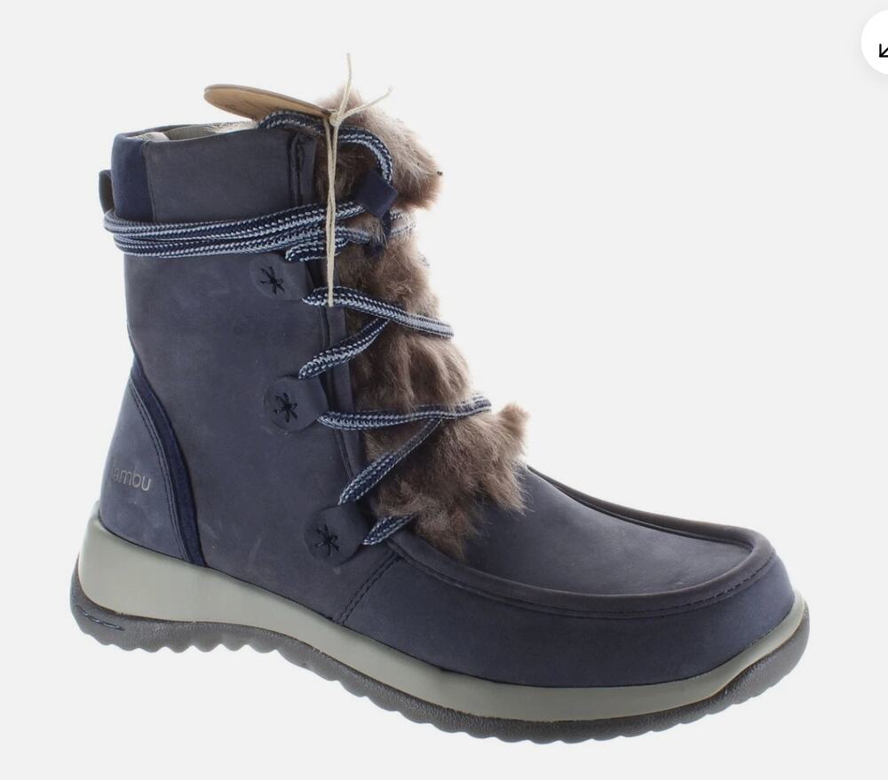 Jambu Denali Waterproof Boots 8 Blue NWT Faux Fur Ankle Booties Snow Winter Lace